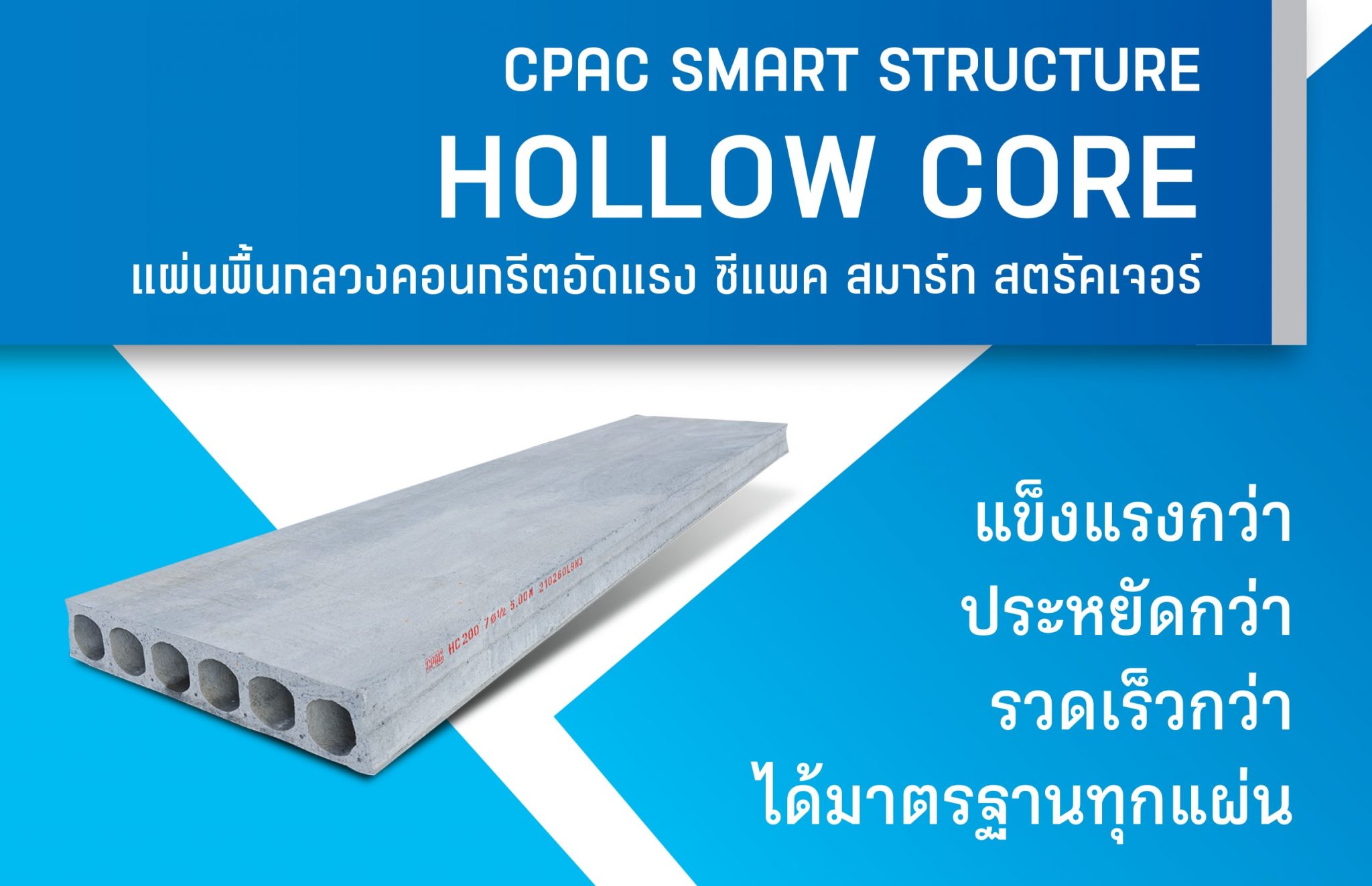 แผ่นพื้นกลวงคอนกรีตอัดแรง ซีแพค (Hollowcore)