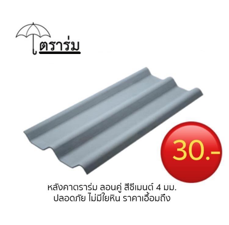 กระเบื้องหลังคาลอนคู่ 50*120*0.4 ตราร่ม สีซีเมนต์